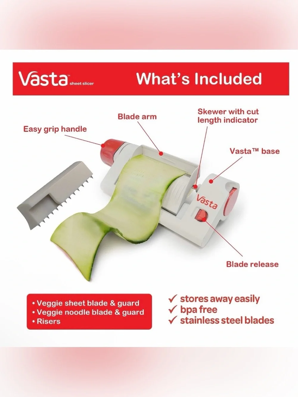 NIB Vasta Veggie & Fruit Sheet Slicer